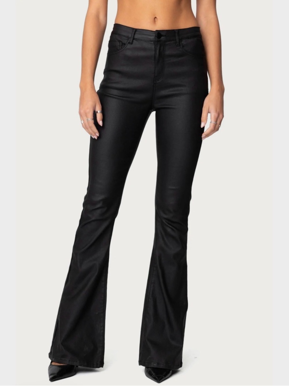 Edikted Faux Leather Bootcut Pants
